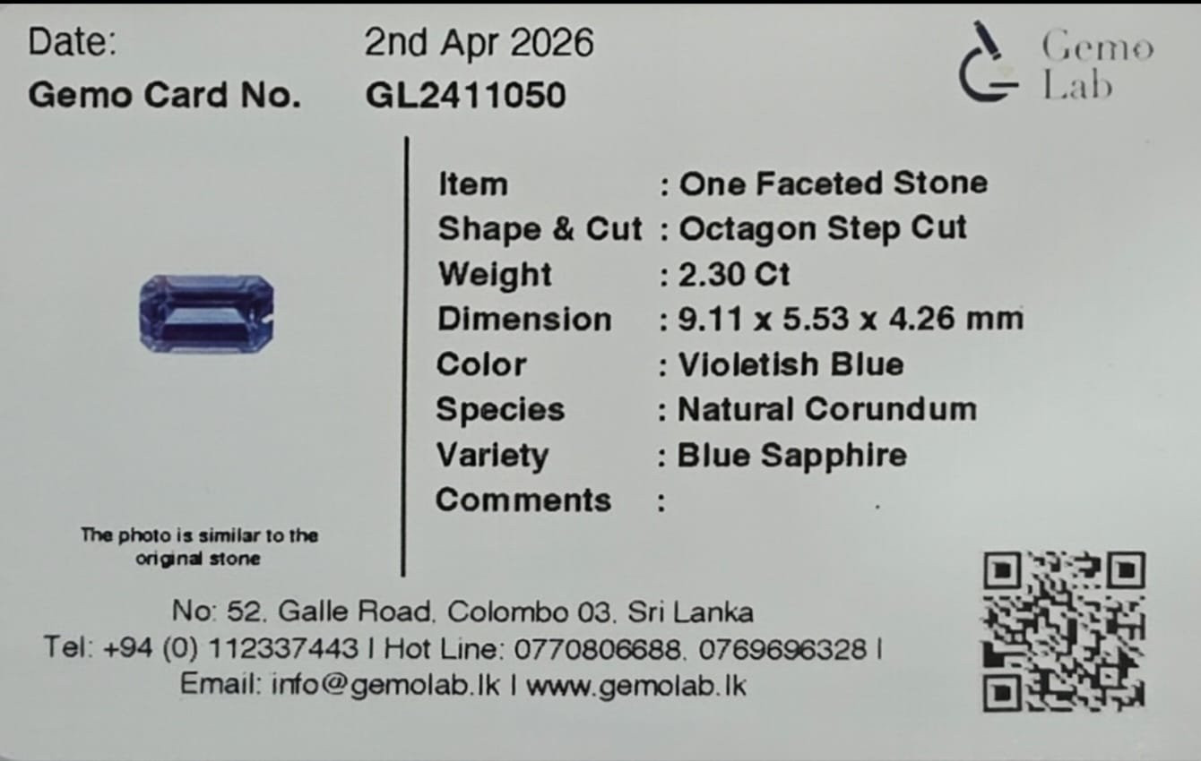 Certificate for Blue Sapphire