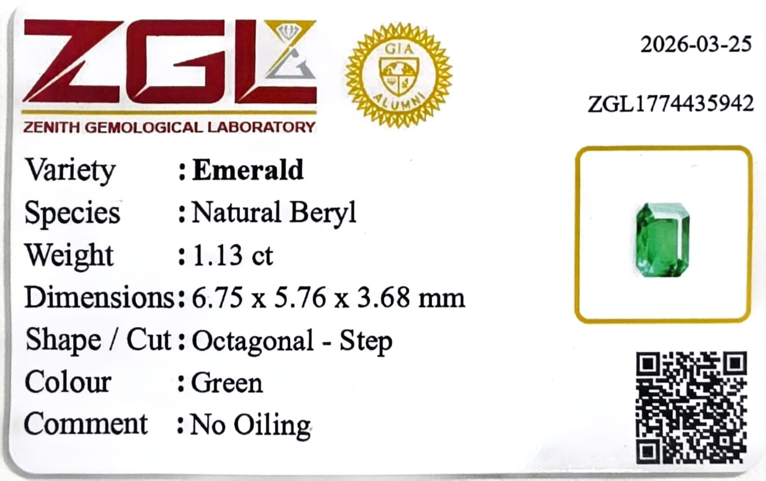 Certificate for Emerald