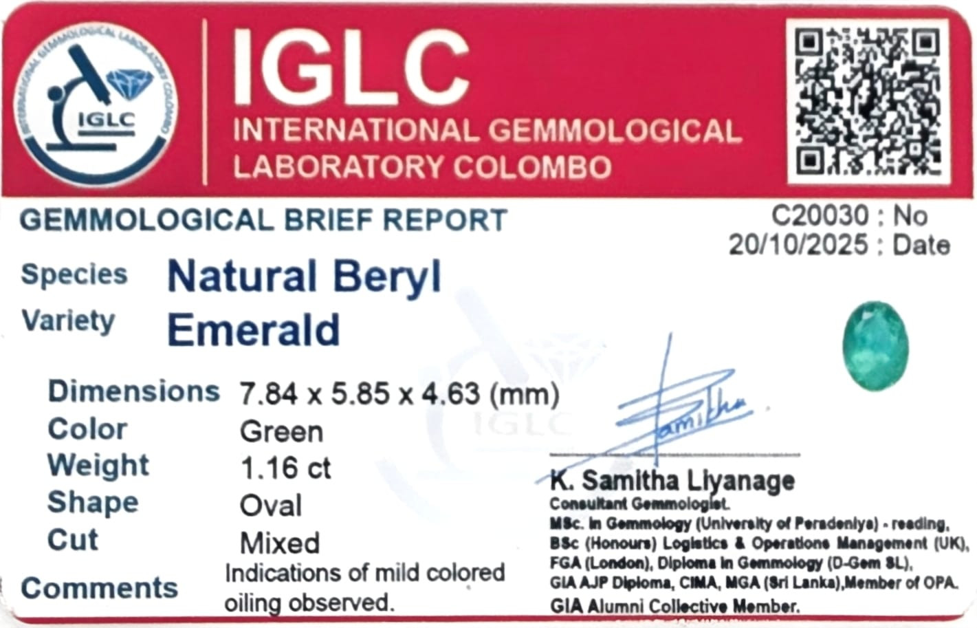 Certificate for Emerald
